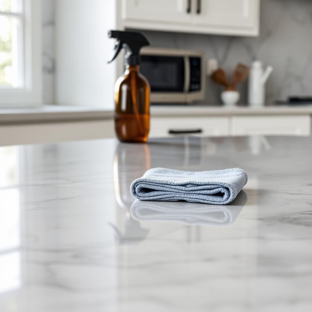 Microfiber cloth polishing a surface to a sparkling shine